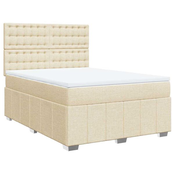 vidaXL &Kappa;&rho;&epsilon;&beta;ά&tau;&iota; Boxspring &mu;&epsilon; &Sigma;&tau;&rho;ώ&mu;&alpha; &Kappa;&rho;&epsilon;&mu; 140x190 &epsilon;&kappa;. &Upsilon;&phi;&alpha;&sigma;&mu;ά&tau;&iota;&nu;&omicron;
