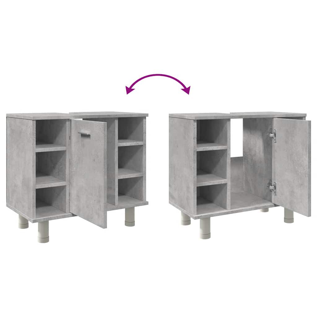 vidaXL Ντουλάπι Νιπτήρα Γκρι Σκυροδέματος 60x32x53,5 εκ. Επεξ. Ξύλο