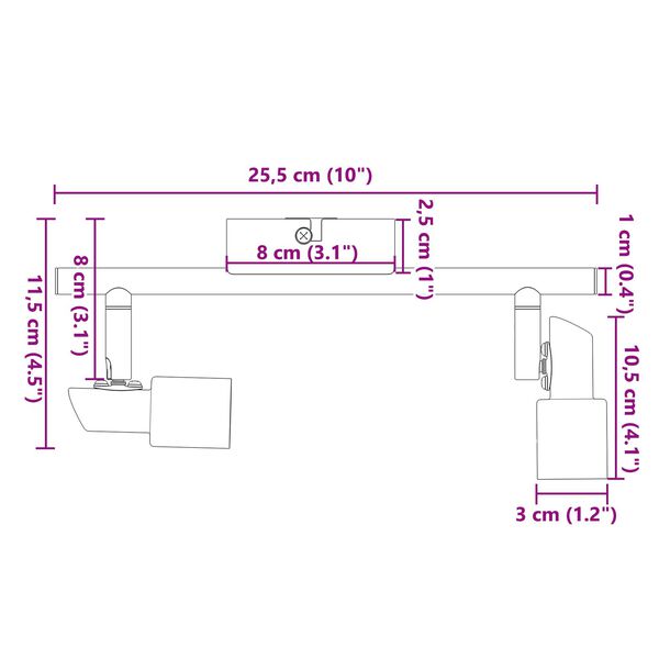 vidaXL Σποτ οροφής Βουρτσισμένο Νίκελ 25.5 x 8 x 11 εκ Ατσάλι