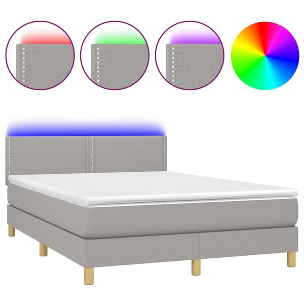 vidaXL &Kappa;&rho;&epsilon;&beta;ά&tau;&iota; Boxspring &mu;&epsilon; &Sigma;&tau;&rho;ώ&mu;&alpha; & LED &Alpha;&nu;.&Gamma;&kappa;&rho;&iota; 140x200 &epsilon;&kappa; &Upsilon;&phi;&alpha;&sigma;&mu;ά&tau;&iota;&nu;&omicron;