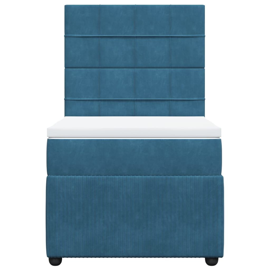 vidaXL Κρεβάτι Boxspring με Στρώμα Μπλε 80 x 200 εκ. Βελούδινο