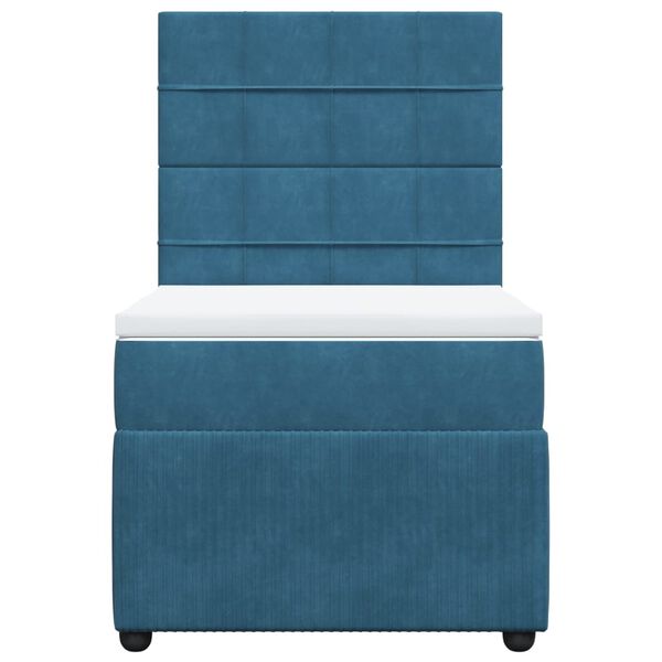 vidaXL Κρεβάτι Boxspring με Στρώμα Μπλε 80 x 200 εκ. Βελούδινο