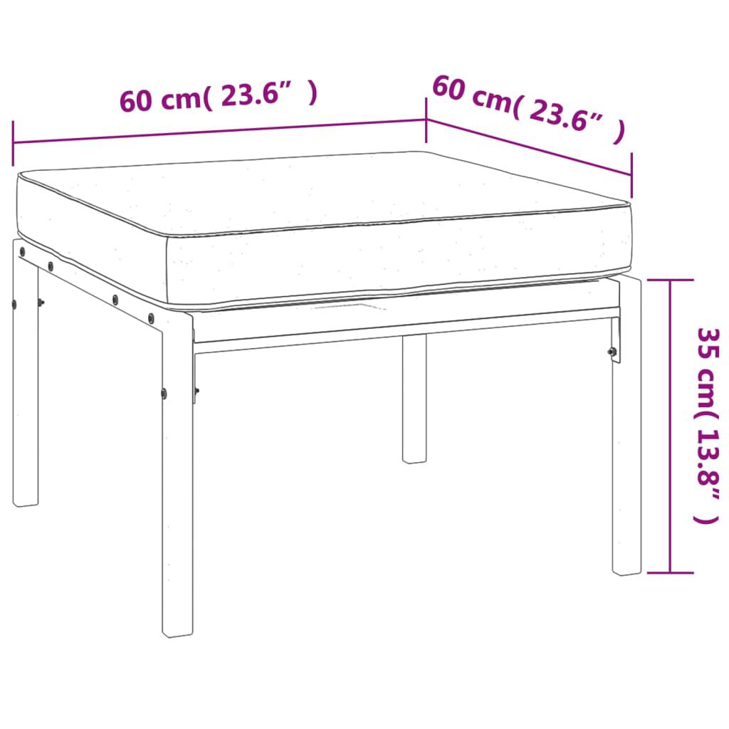 vidaXL Υποπόδια Κήπου 2 τεμ. 60 x 60 x 35 εκ Ατσάλι με Γκρι Μαξιλάρια
