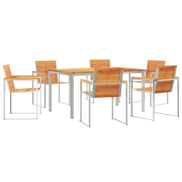 vidaXL Σέτ φαγητού για κήπο 7 pcs Σταθερό Ξύλο Ακακίας