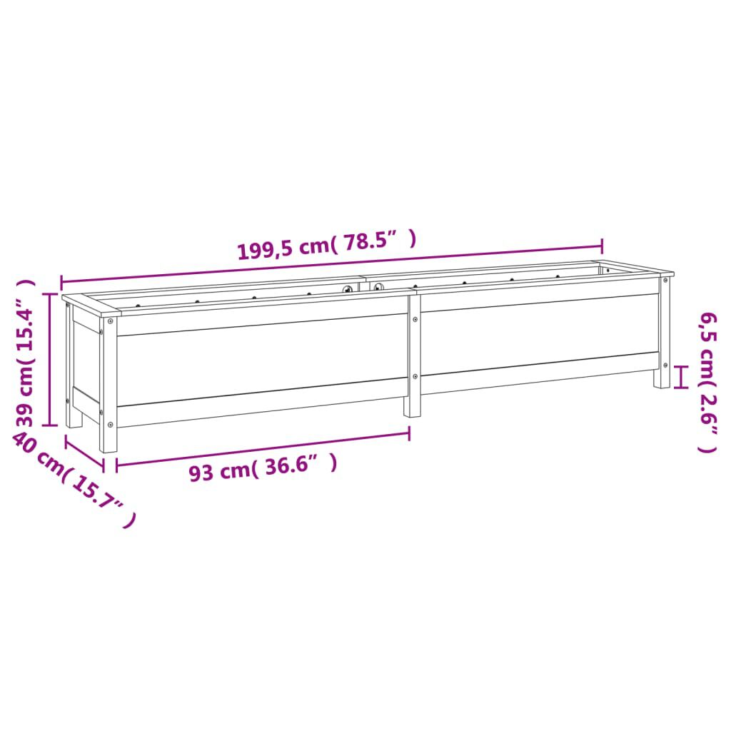vidaXL Ζαρντινιέρα Υπερυψωμένη 199,5x40x39εκ. Μασίφ Ξύλο Ψευδοτσούγκας