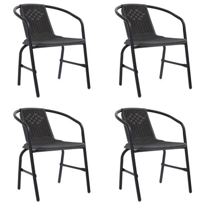 vidaXL Καρέκλες Κήπου 4 τεμ. Πλαστικές από Ρατάν και Ατσάλι 110 κ.