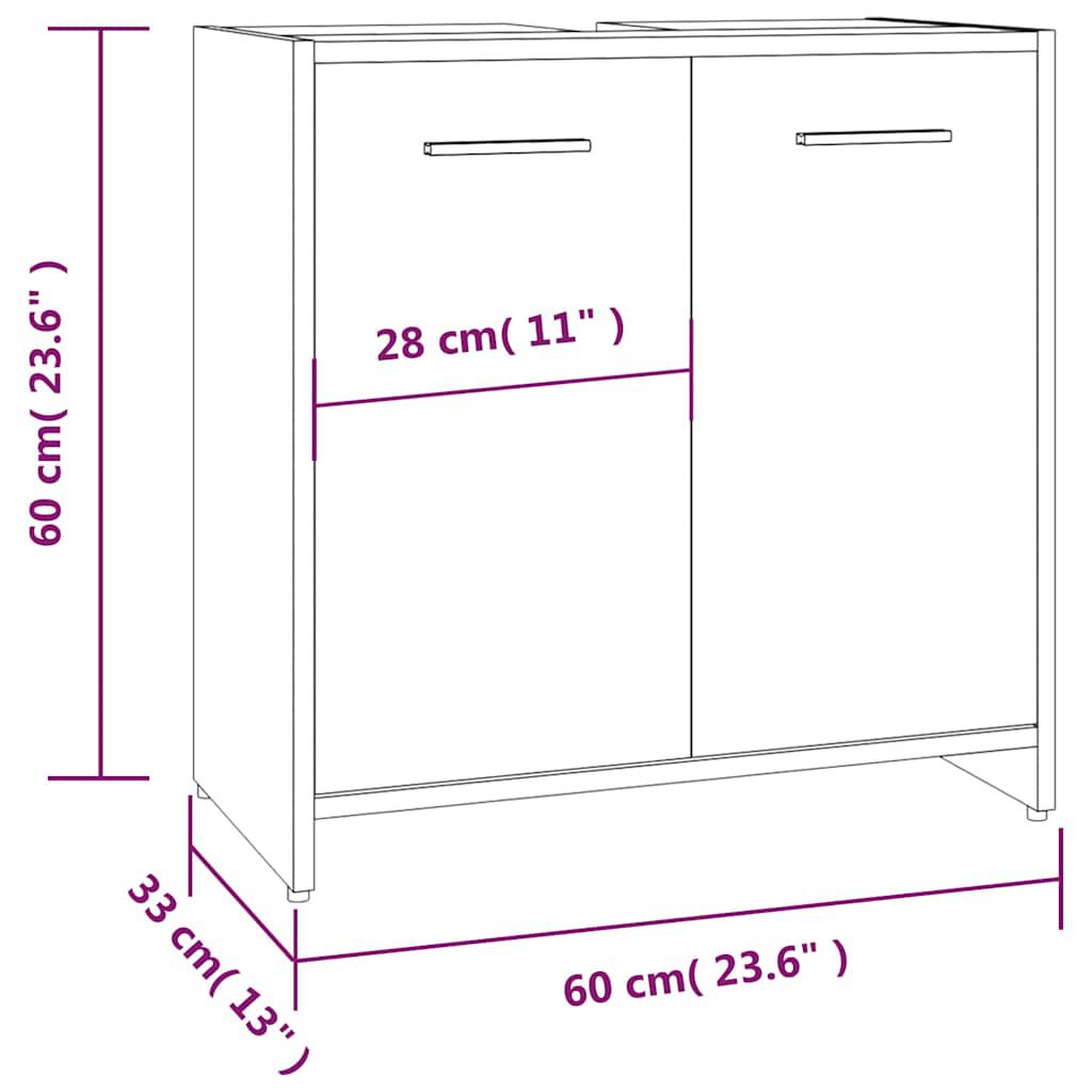 vidaXL Ντουλάπι Μπάνιου Καπνιστή Δρυς 60x33x60 εκ. Επεξεργασμένο Ξύλο