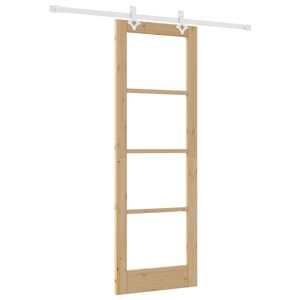 vidaXL Συρόμενη Πόρτα Καφέ 73.5 x 211 εκ Ξύλο και μέταλλο