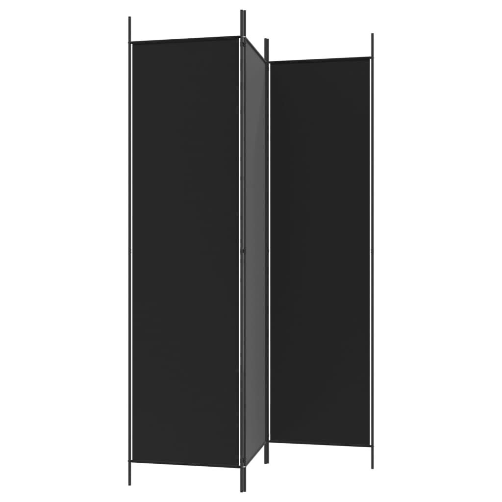 vidaXL Διαχωριστικό Δωματίου με 3 Πάνελ Μαύρο 150x200 εκ. από Ύφασμα