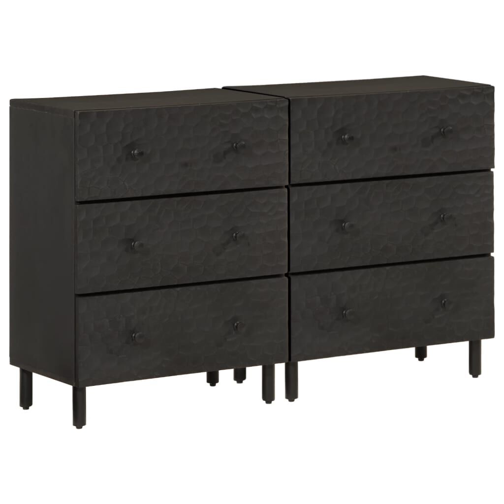 vidaXL Βοηθητικά Ντουλάπια 2 Τεμ. Μαύρα 60x33x75 εκ. Μασίφ Ξύλο Μάνγκο