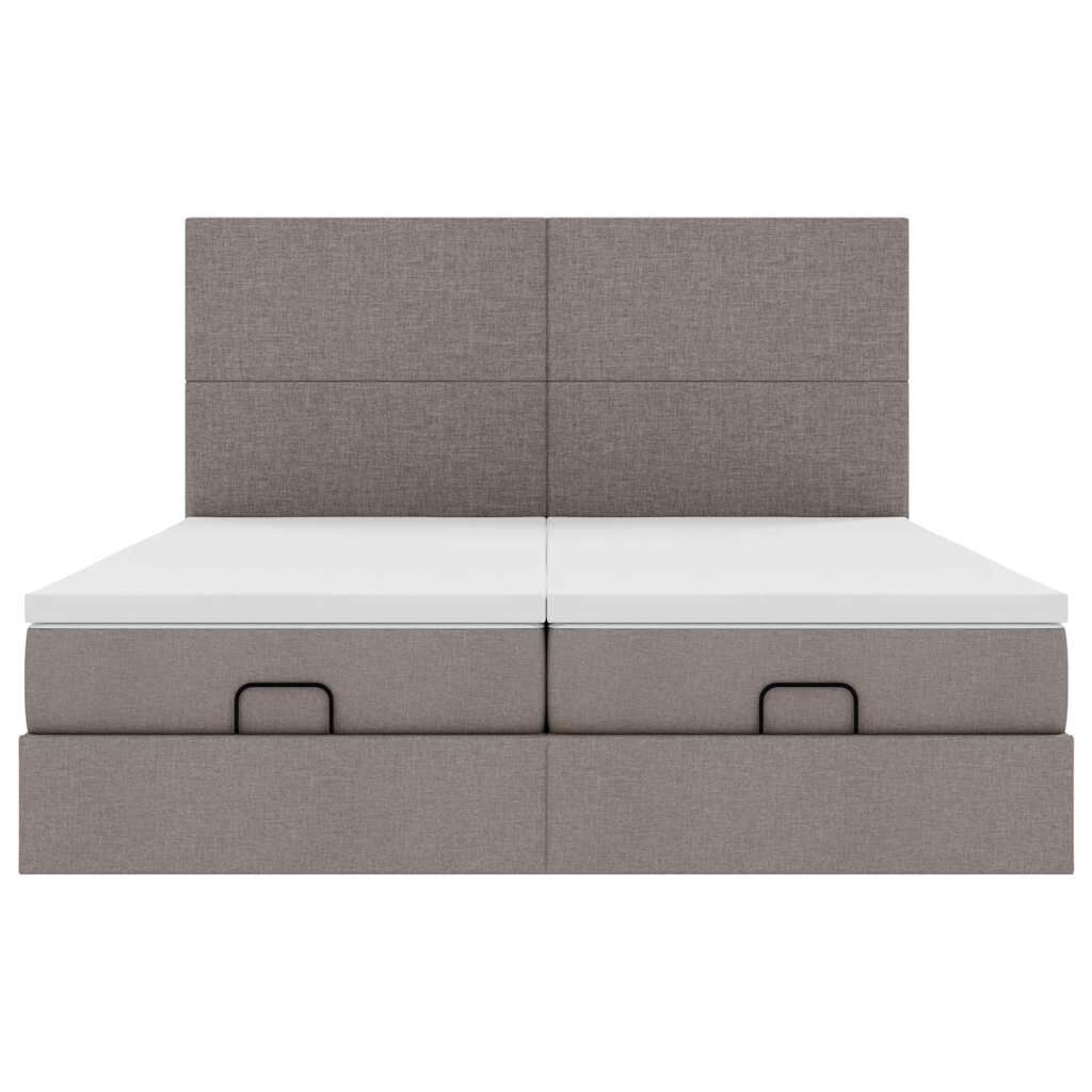 vidaXL Οθωμανικό κρεβάτι με στρώματα & LEDs Taupe 200x200cm ύφασμα