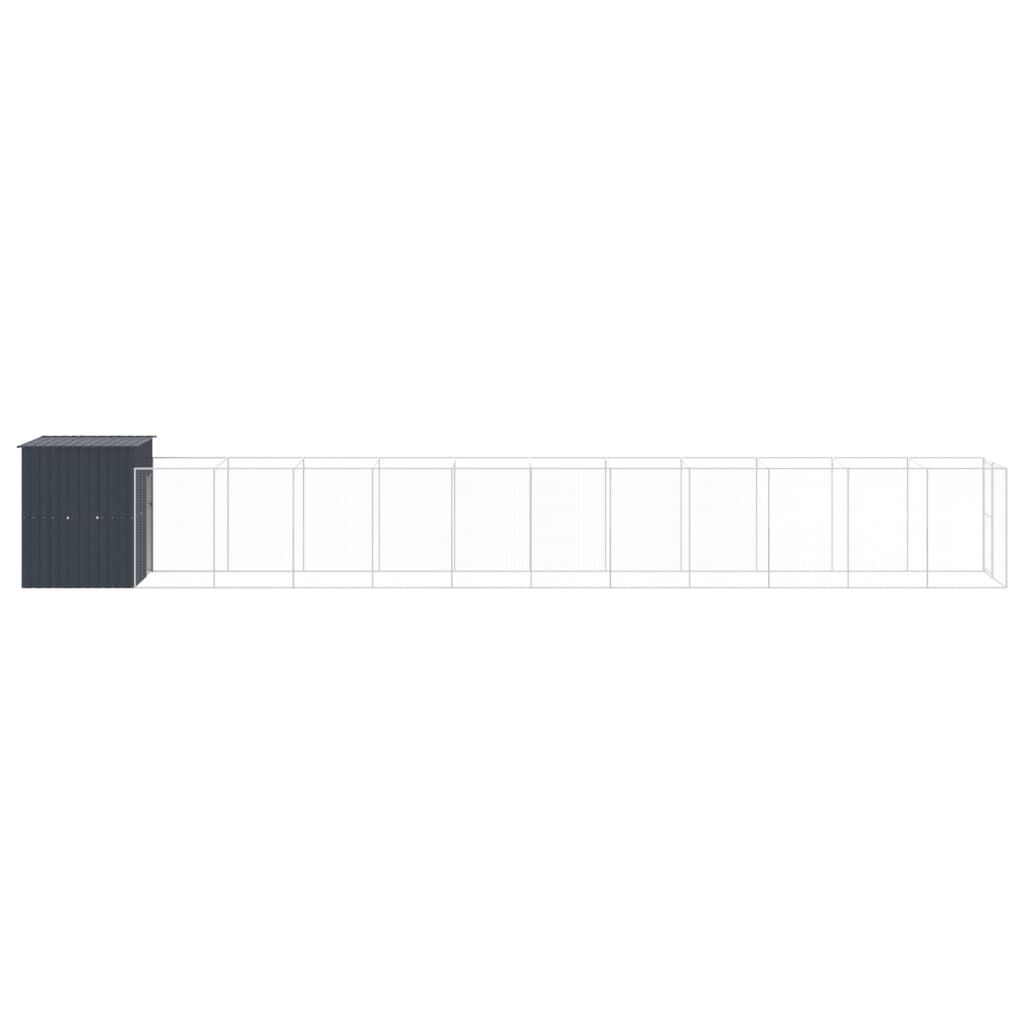 vidaXL Σπιτάκι Σκύλου με Αυλή Ανθρακί 165x1271x181 εκ. Γαλβαν. Χάλυβας
