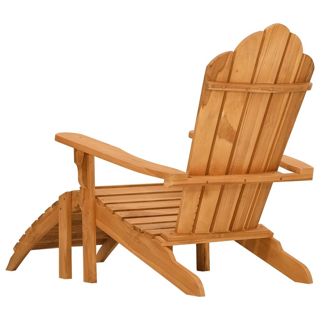vidaXL Καρέκλα Κήπου Adirondack με Υποπόδιο Μασίφ Ξύλο Teak