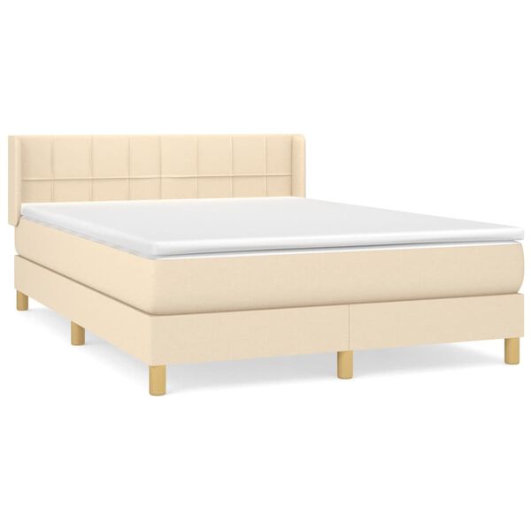 vidaXL &Kappa;&rho;&epsilon;&beta;ά&tau;&iota; Boxspring &mu;&epsilon; &Sigma;&tau;&rho;ώ&mu;&alpha; &Kappa;&rho;&epsilon;&mu; 140x190 &epsilon;&kappa;. &Upsilon;&phi;&alpha;&sigma;&mu;ά&tau;&iota;&nu;&omicron;