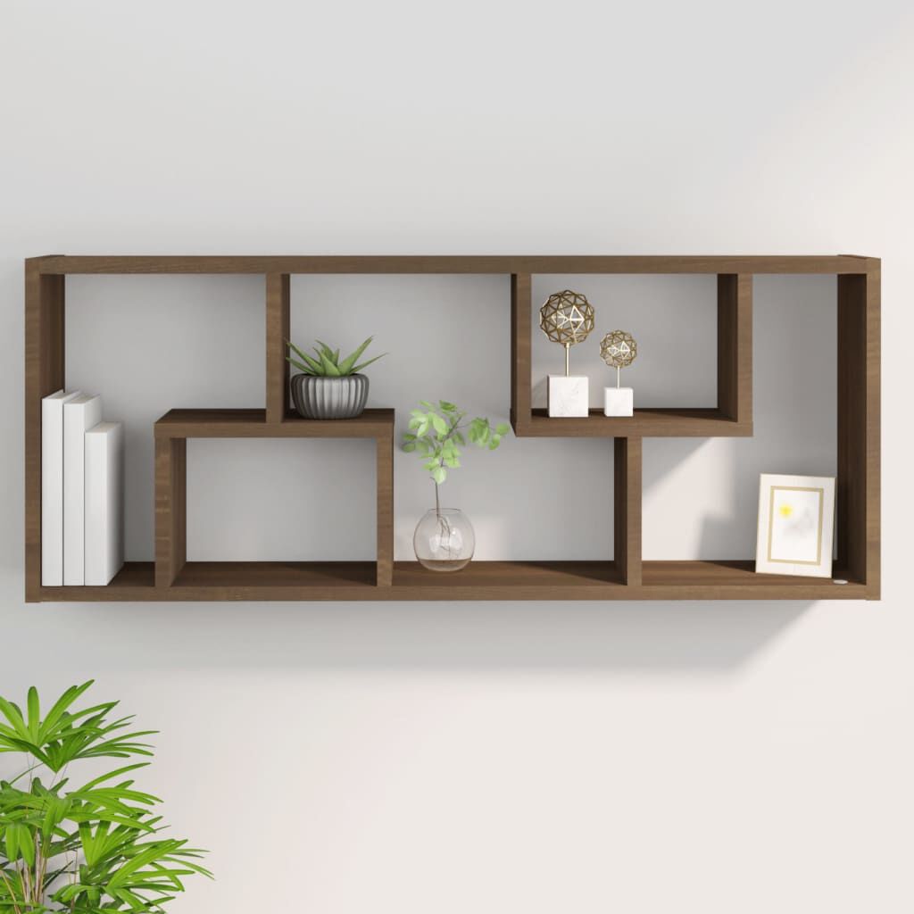 vidaXL Ραφιέρα Τοίχου Καφέ Δρυς 36x16x90 εκ. Επεξεργασμένο Ξύλο