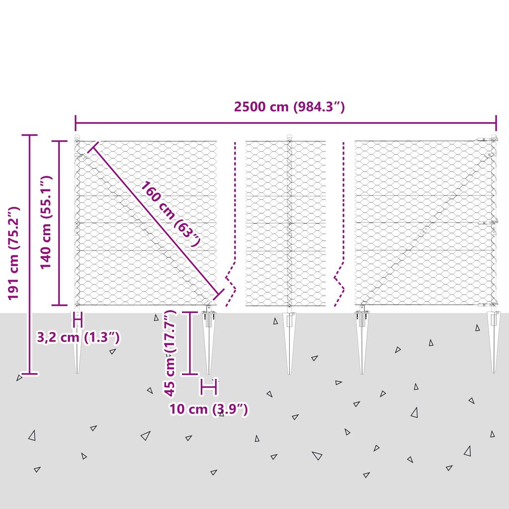 vidaXL Εξάγωνος Φράχτης Πράσινος 1.4x25 μ Χάλυβας