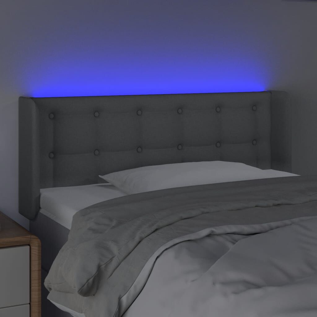 vidaXL Κεφαλάρι Κρεβατιού LED Ανοιχτό Γκρι 93x16x78/88 εκ. Υφασμάτινο