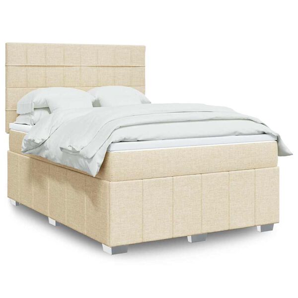 vidaXL &Kappa;&rho;&epsilon;&beta;ά&tau;&iota; Boxspring &mu;&epsilon; &Sigma;&tau;&rho;ώ&mu;&alpha; &Kappa;&rho;&epsilon;&mu; 140x190 &epsilon;&kappa;. &Upsilon;&phi;&alpha;&sigma;&mu;ά&tau;&iota;&nu;&omicron;