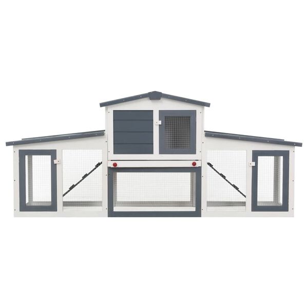 vidaXL Κλουβί Κουνελιών Μεγάλο Γκρι/Λευκό 201 x 45 x 85 εκ. Ξύλινο
