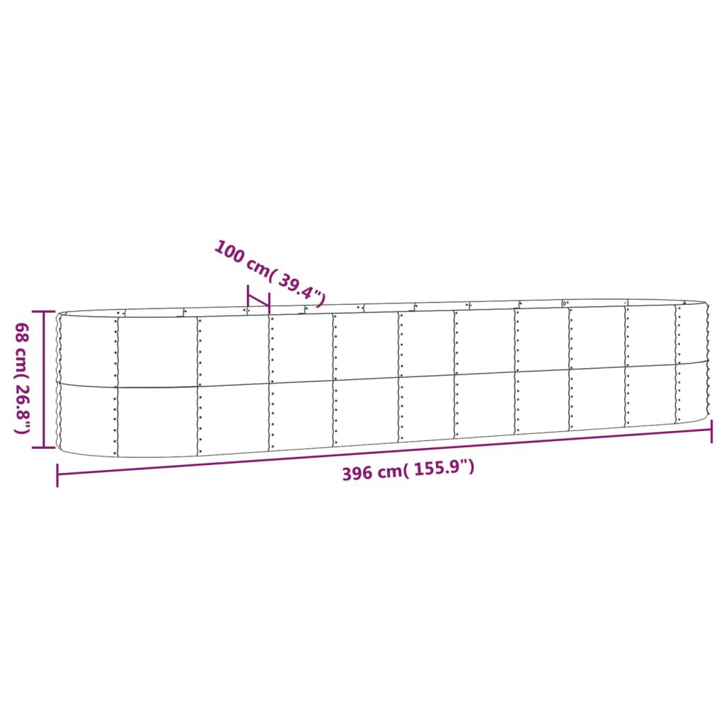 vidaXL Ζαρντινιέρα Ασημί 396x100x68 εκ. Ατσάλι με Ηλεκτρ. Βαφή Πούδρας