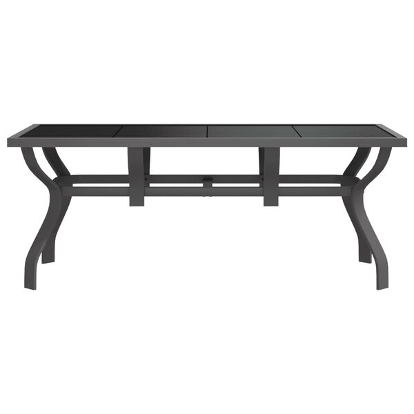 vidaXL Τραπέζι Κήπου Γκρι & Μαύρο 180x80x70 εκ. από Ατσάλι και Γυαλί