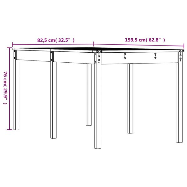 vidaXL Τραπέζι Κήπου Λευκό 159,5x82,5x76 εκ. από Μασίφ Ξύλο Πεύκου