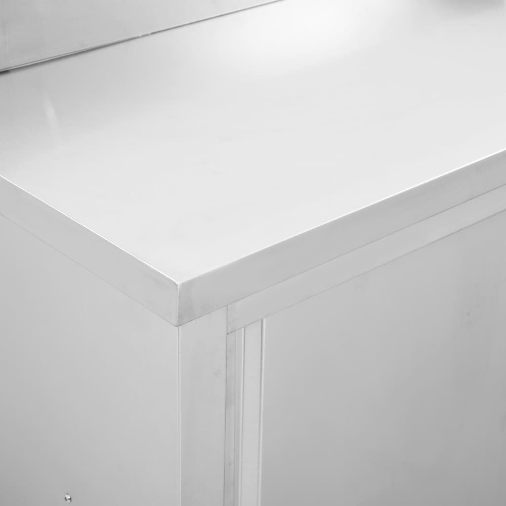 vidaXL Ερμάριο Πάγκος Συρόμενες Πόρτες 100x50x(95-97) εκ. Ανοξ. Ατσάλι