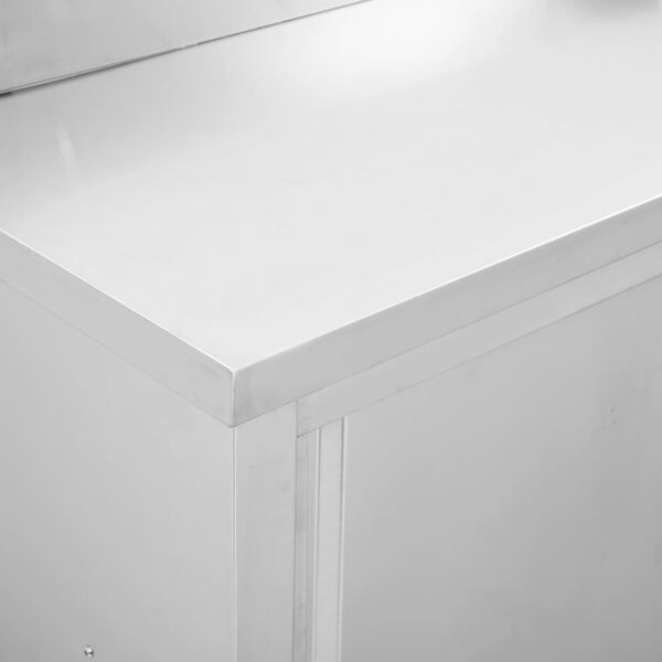 vidaXL Ερμάριο Πάγκος Συρόμενες Πόρτες 100x50x(95-97) εκ. Ανοξ. Ατσάλι