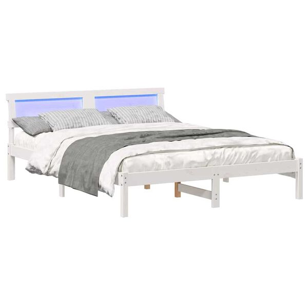 vidaXL Σκελετός Κρεβατιού Λευκό 150 x 200 cm Μασίφ ξύλο πεύκου