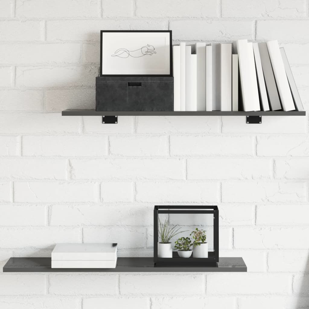 vidaXL Ράφια Βιβλιοθήκης 8 τεμ. Γυαλ. Γκρι 80x20x1,5 εκ. Μοριοσανίδα