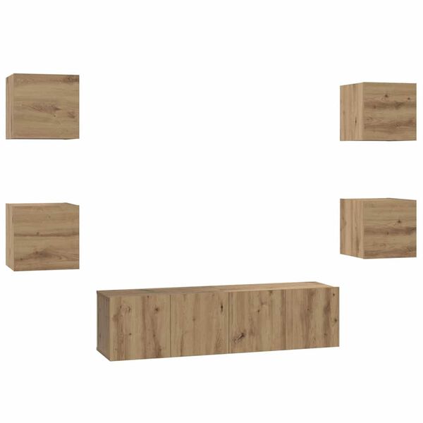 vidaXL &Sigma;&epsilon;&tau; &epsilon;&pi;ί&pi;&lambda;&omicron;&upsilon; &tau;&eta;&lambda;&epsilon;ό&rho;&alpha;&sigma;&eta;&sigmaf; 6 pcs Artisan Oak &Epsilon;&pi;&epsilon;&xi;&epsilon;&rho;&gamma;&alpha;&sigma;&mu;έ&nu;&omicron; &xi;ύ&lambda;&omicron;