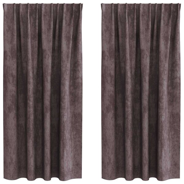 vidaXL Κουρτίνα με κουρτίνες 2 pcs Καφέ 175 x 140 εκ. Βελούδο