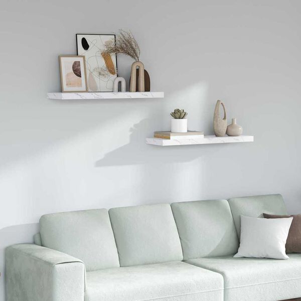 vidaXL Ράφι Τοίχου Επιτοίχιο 2 pcs Λευκό Μάρμαρο 90 x 23,5 x 4 εκ