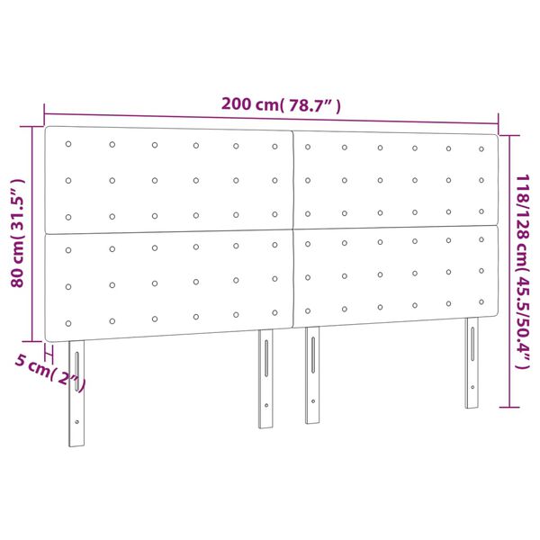 vidaXL Κεφαλάρι Κρεβατιού LED Μαύρο 200x5x118/128 εκ. Υφασμάτινο