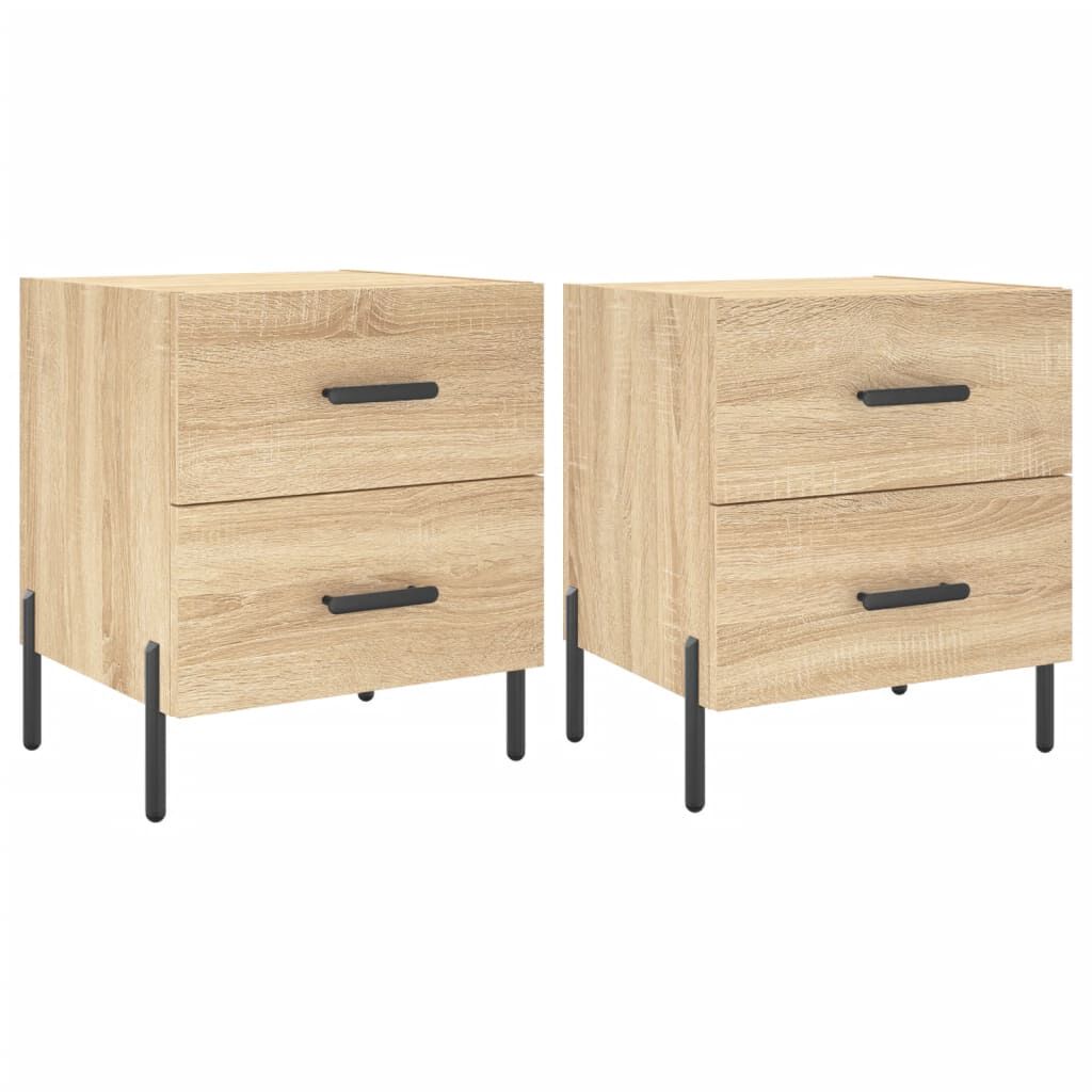 vidaXL Κομοδίνα 2 τεμ. Sonoma Δρυς 40 x 35 x 47,5 εκ. Επεξεργ. Ξύλο