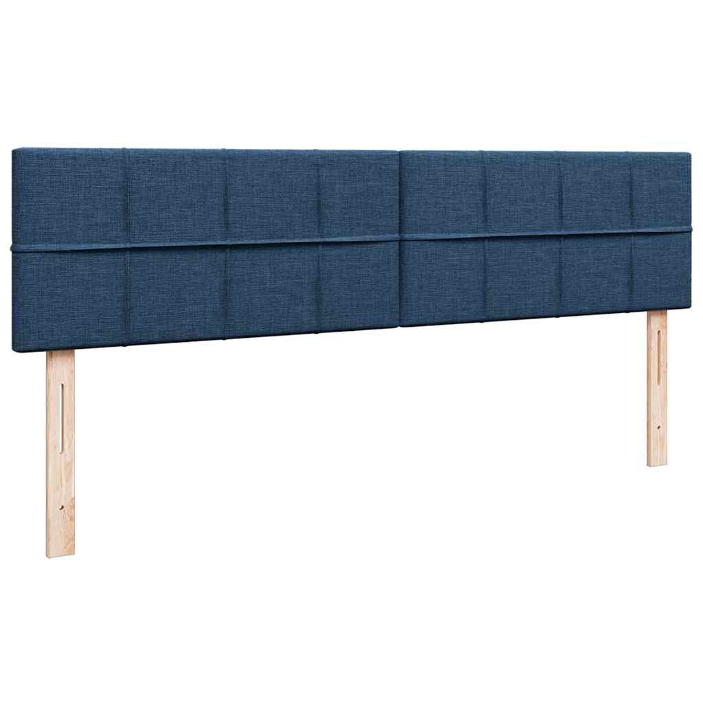 vidaXL Οθωμανικό κρεβάτι με στρώμα & LEDs Μπλε 180x200cm ύφασμα