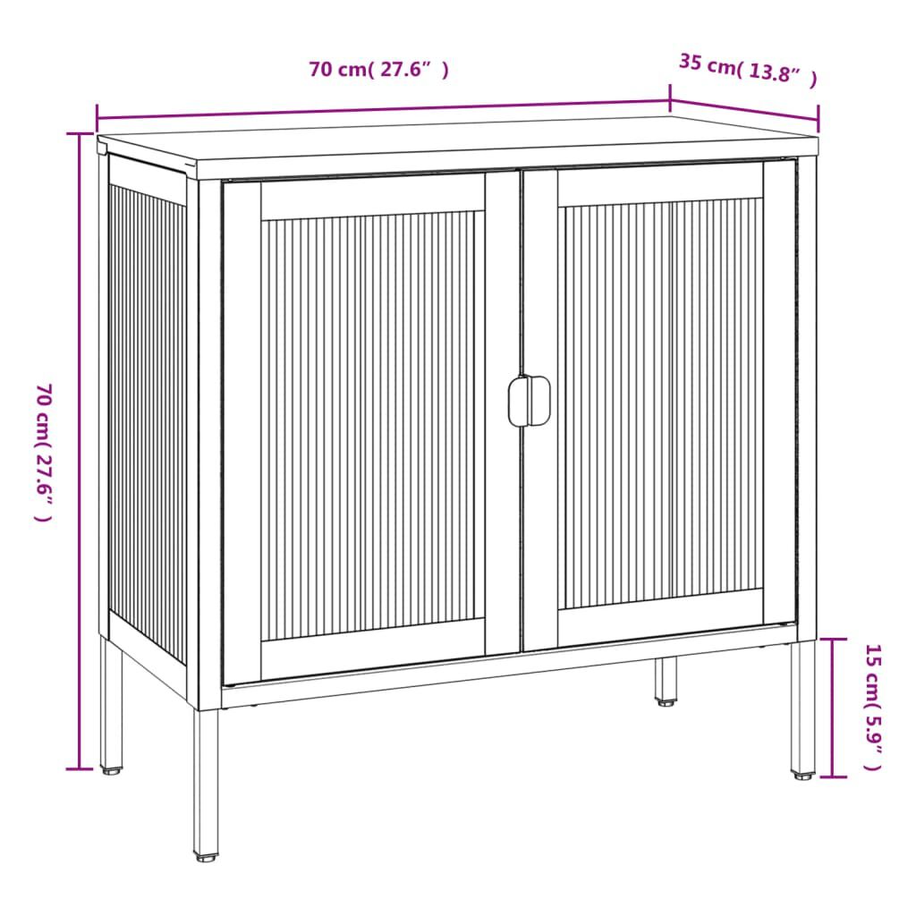 vidaXL Ντουλάπι Μαύρο 70 x 35 x 70 εκ. από Γυαλί και Ατσάλι