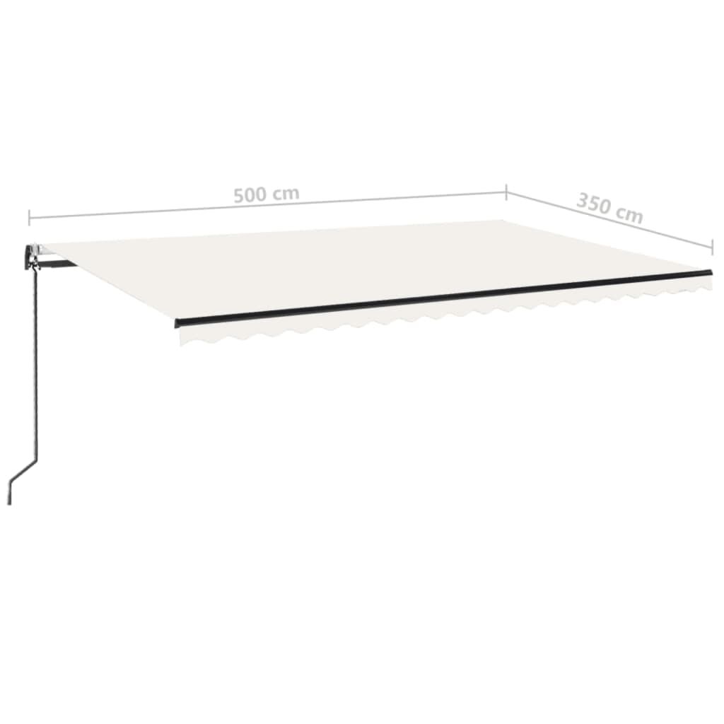 vidaXL Τέντα Αυτόματη με LED & Αισθητήρα Ανέμου Κρεμ 500x350 εκ.