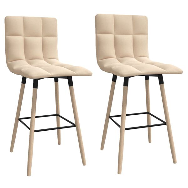 vidaXL Σκαμπό Μπαρ 2 τεμ. Κρεμ Υφασμάτινα