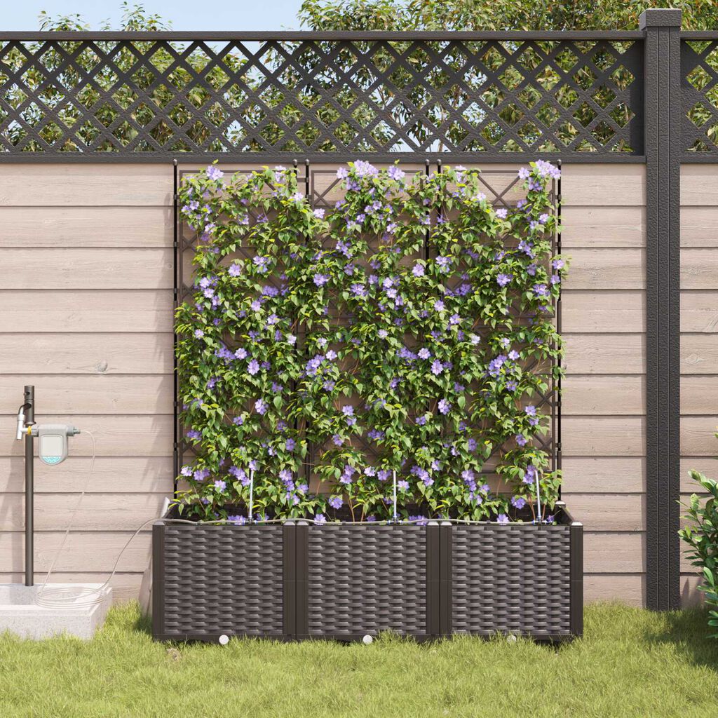 vidaXL Ζαρντινιέρες κήπου Καφέ 120 x 40 x 142 cm Ατσάλι