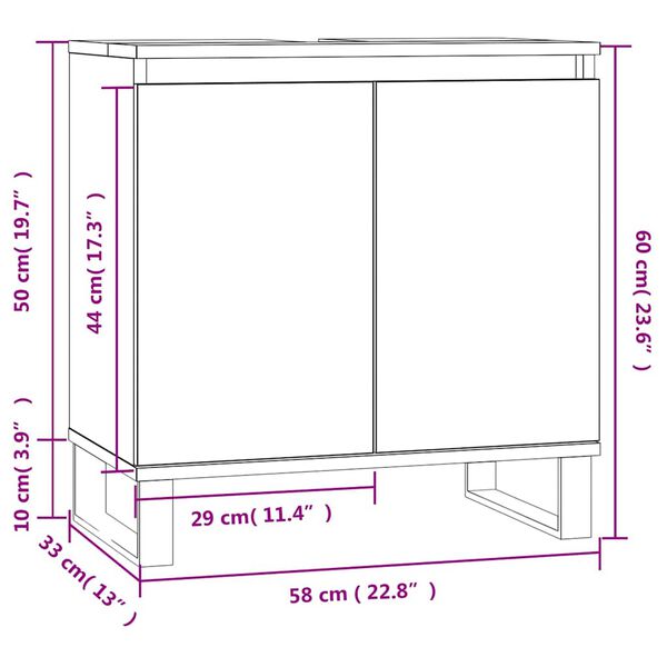 vidaXL Ντουλάπι Μπάνιου Καφέ Δρυς 58 x 33 x 60 εκ. από Επεξεργ. Ξύλο
