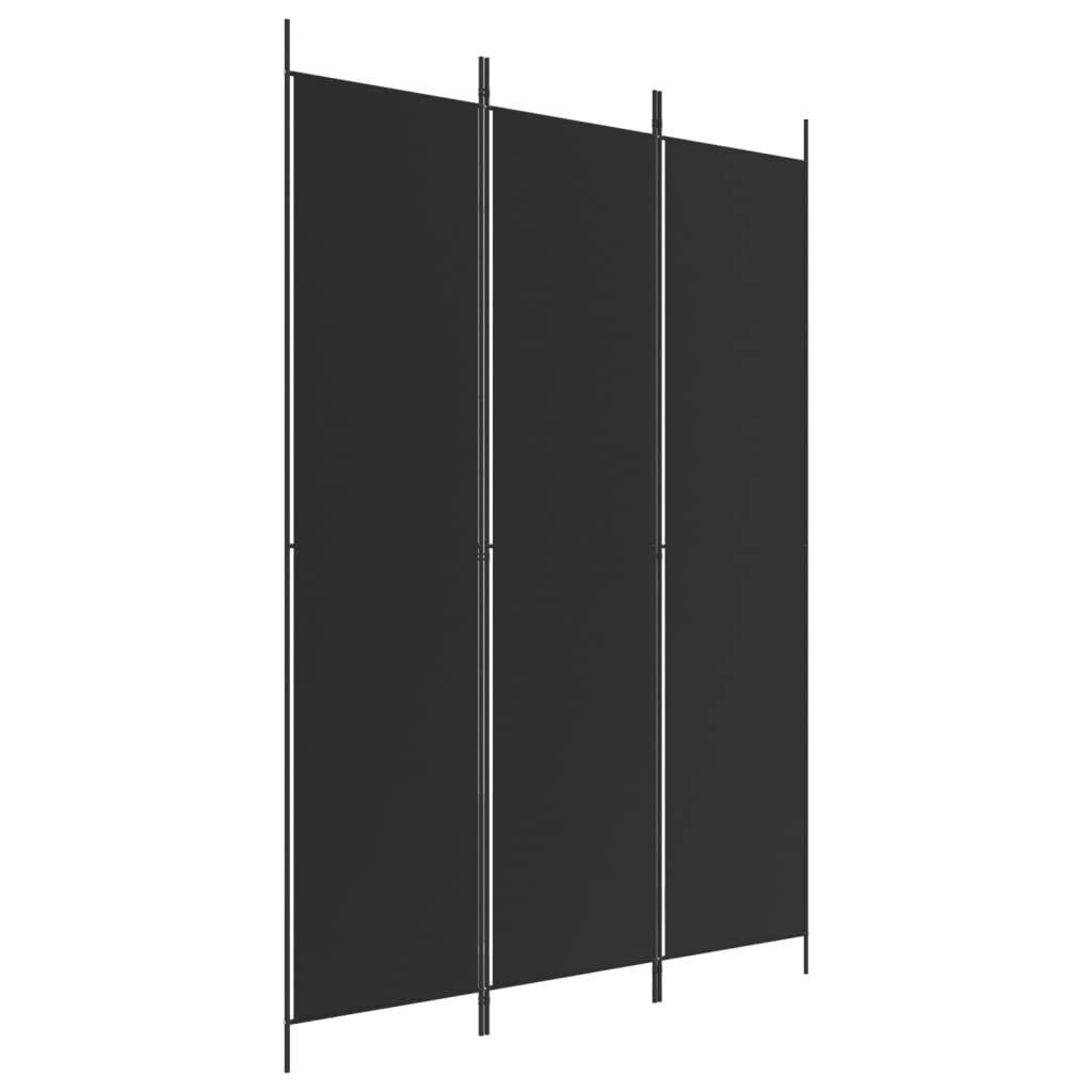 vidaXL Διαχωριστικό Δωματίου με 3 Πάνελ Μαύρο 150x220 εκ. από Ύφασμα