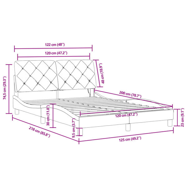 vidaXL Πλαίσιο Κρεβατιού με LED Ροζ 120x200 εκ. Βελούδινο
