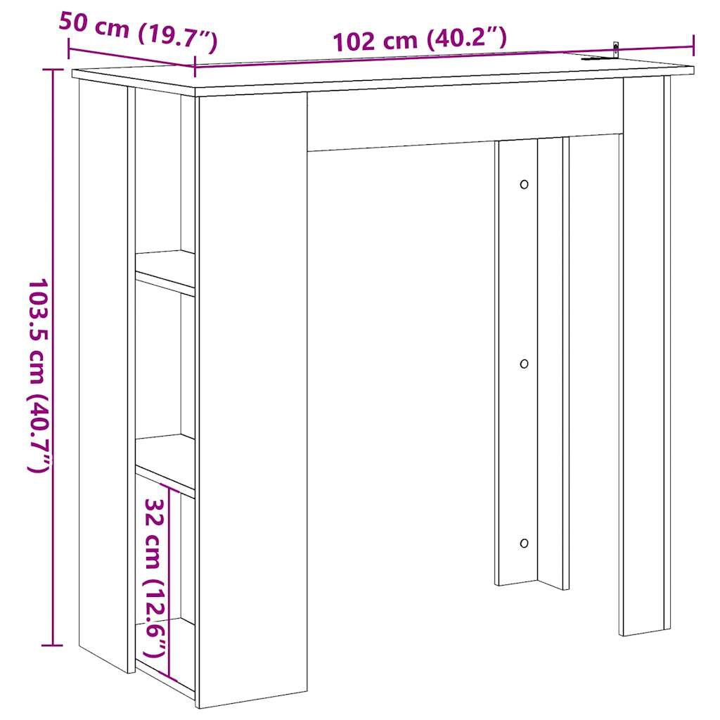 vidaXL Τραπέζι Κονσόλα με Ράφι Καφέ Δρυς 102x50x103,5εκ. Επεξεργ. Ξύλο