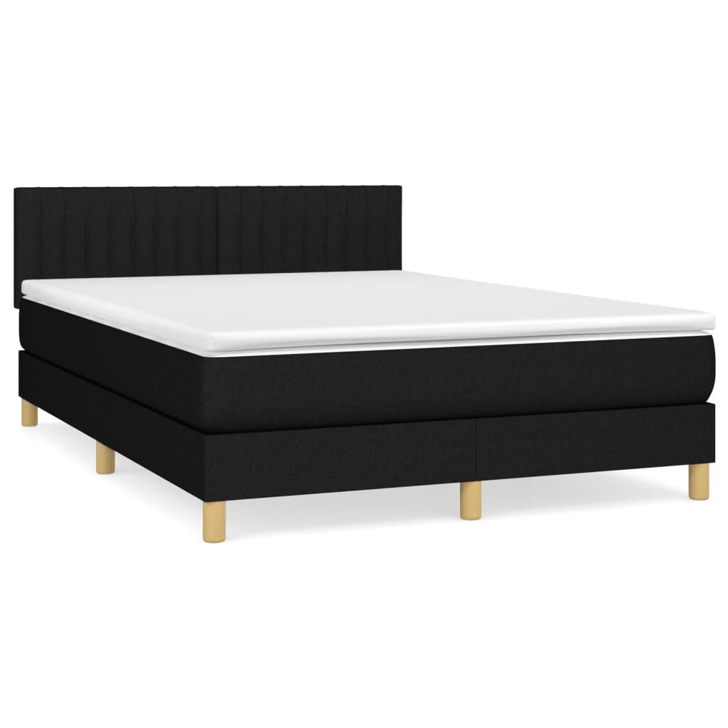 vidaXL Κρεβάτι Boxspring με Στρώμα Μαύρο 140x190 εκ. Υφασμάτινο