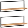 vidaXL Ράφια Τοίχου 2 τεμ. 100x24x35 εκ. Μασίφ Ξύλο Ακακίας & Ατσάλι