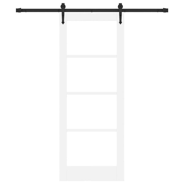 vidaXL Συρόμενη Πόρτα Λευκό 78 x 202 εκ. Μασίφ ξύλο πεύκου και γυαλί