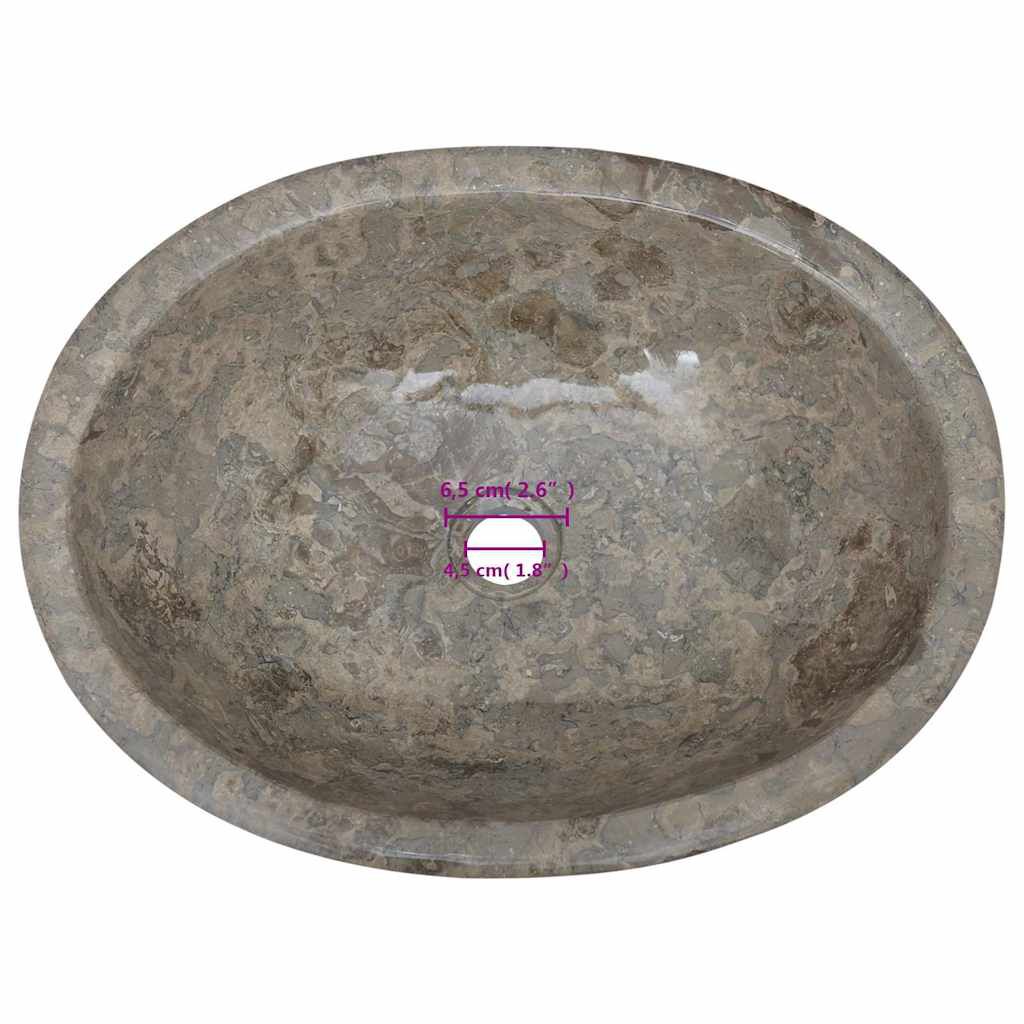 vidaXL Νιπτήρας Γκρι 53 x 40 x 15 εκ. Μαρμάρινος
