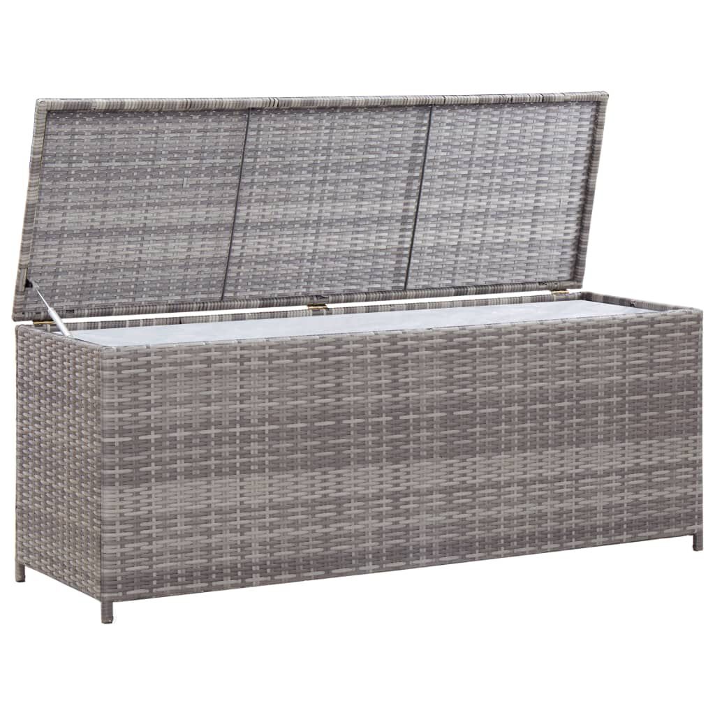 vidaXL Κουτί Αποθήκευσης Κήπου Γκρι 150x50x60 εκ. από Συνθετικό Ρατάν
