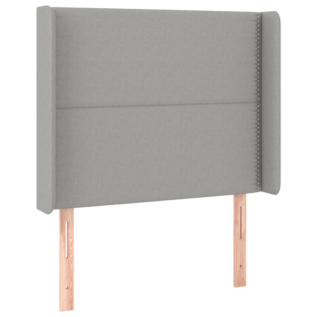 vidaXL Κρεβάτι Boxspring με Στρώμα & LED Αν.Γκρι 90x190 εκ. Υφασμάτινο